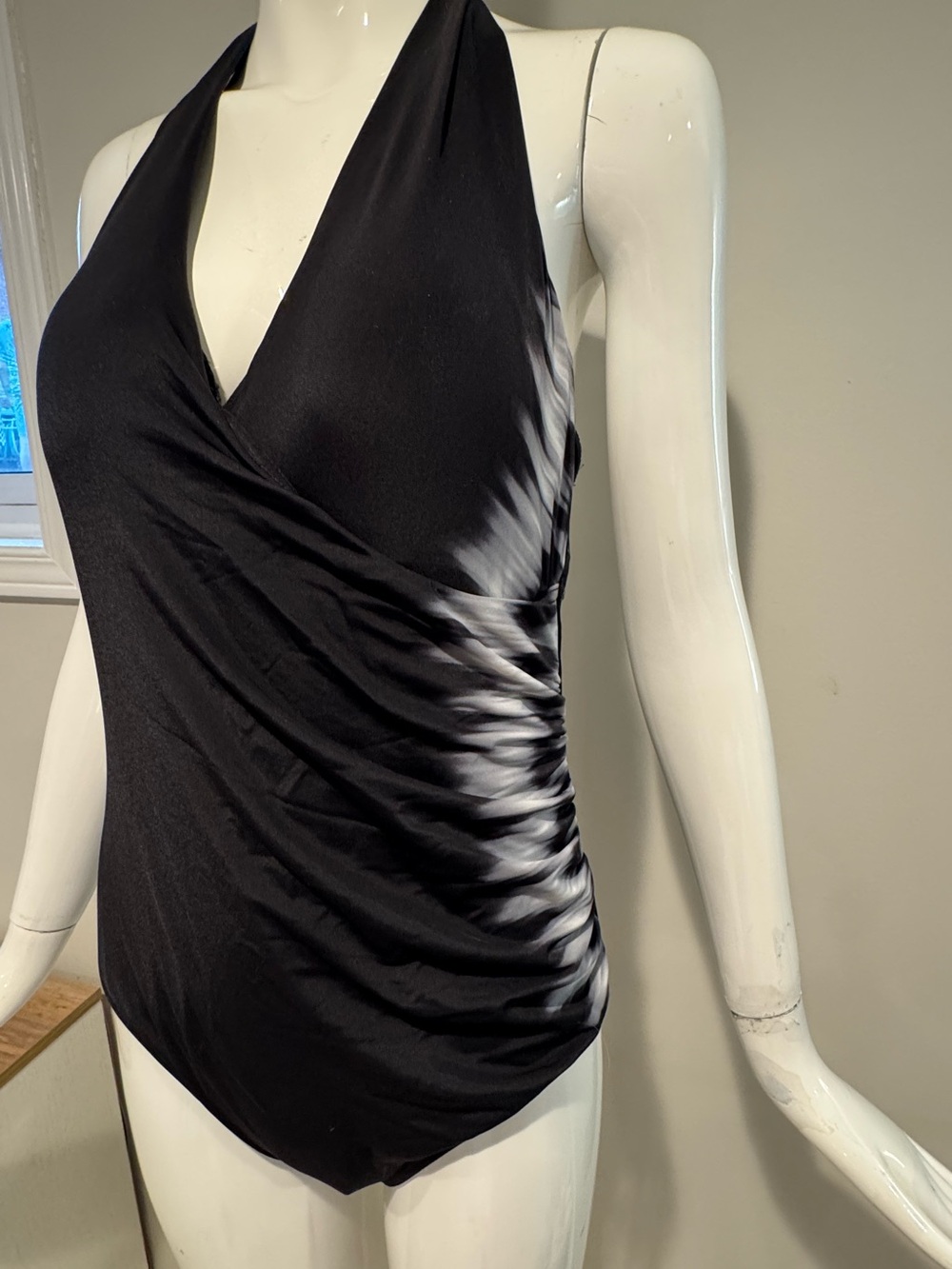 Miraclesuit Black Halter One Piece Swimsuit Slimming Tummy Control Ruched